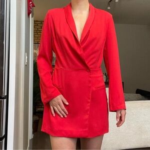 Zara Red Blazer Dress Romper – Wrap Front